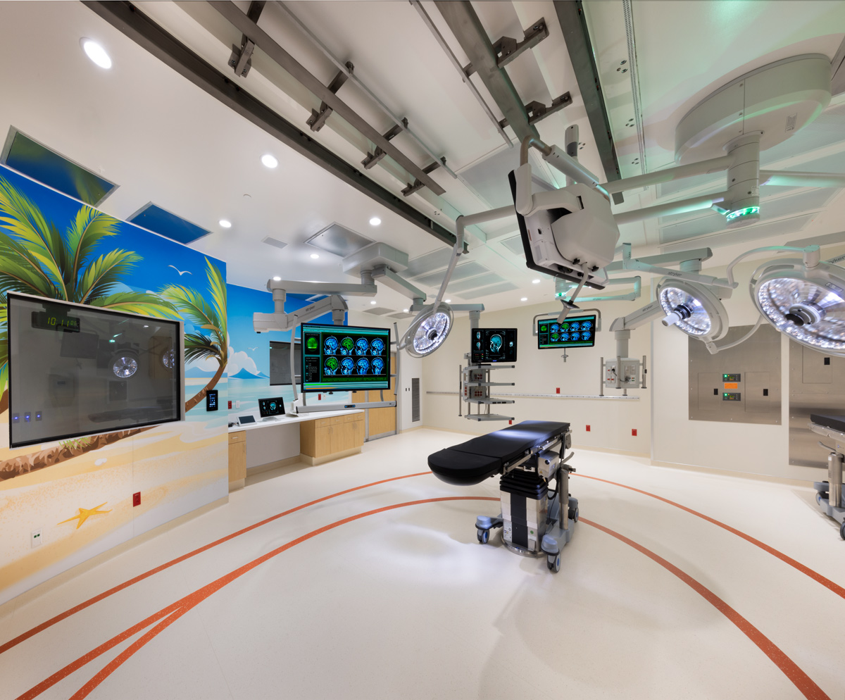 Interior design view of Joe DiMaggio Children's Hospital operating room in Hollywood, FL